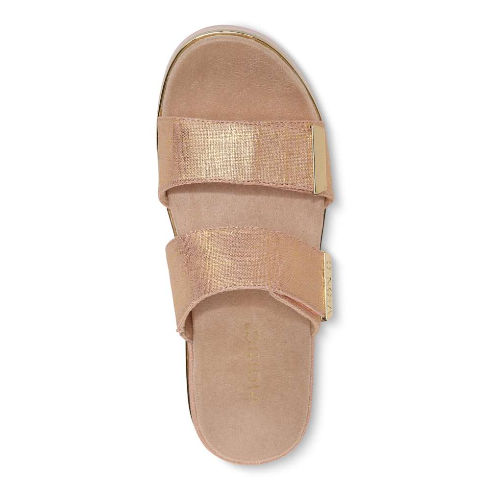 Brandie Flatform Slide Sandal - Roze Metallic