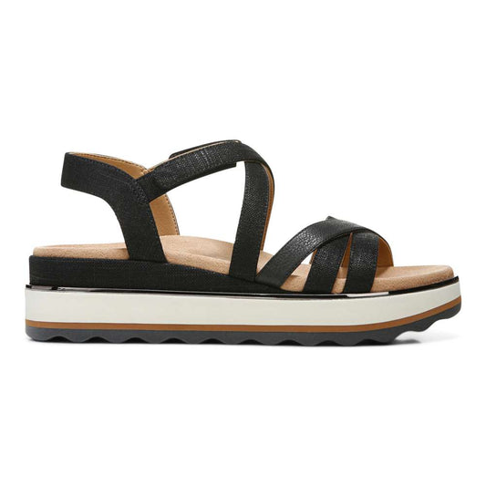 Kellyn Flatform Sandal - Black Linen