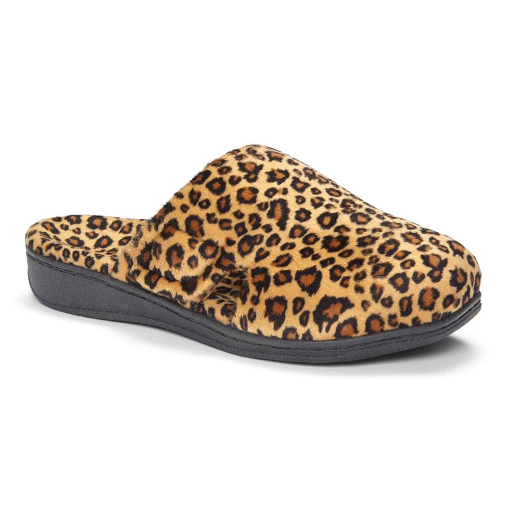 Gemma Mule Slippers Tan Leopard – Vionic Shoes