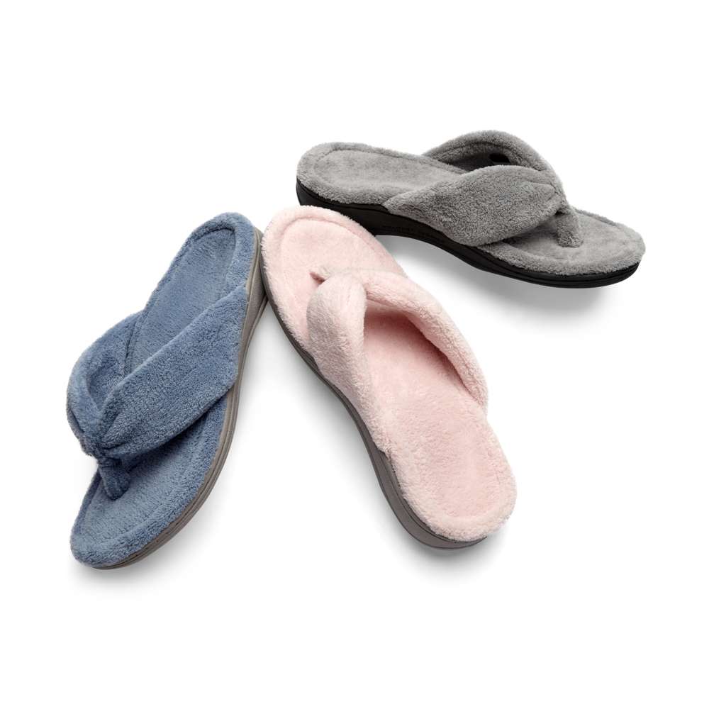 Gracie Toe Post Slipper - Light Grey