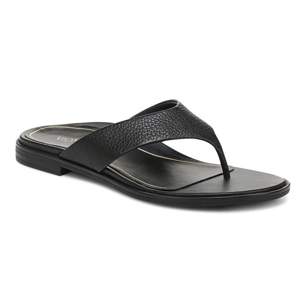 Agave Toe Post Sandal - Black Leather