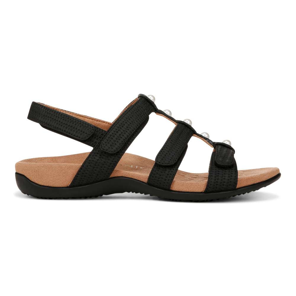 Amber Pearl Adjustable Sandal Black – Vionic Shoes