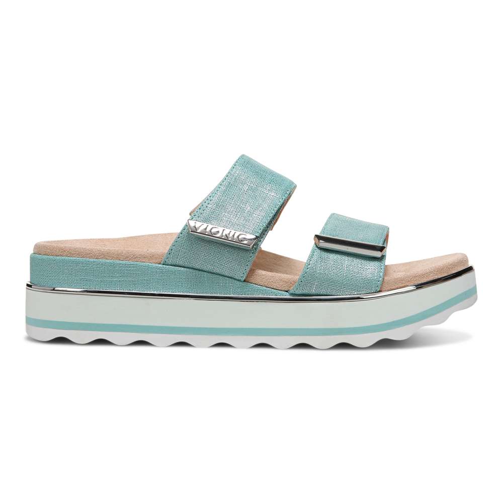Brandie Flatform Slide - Aqua Metallic