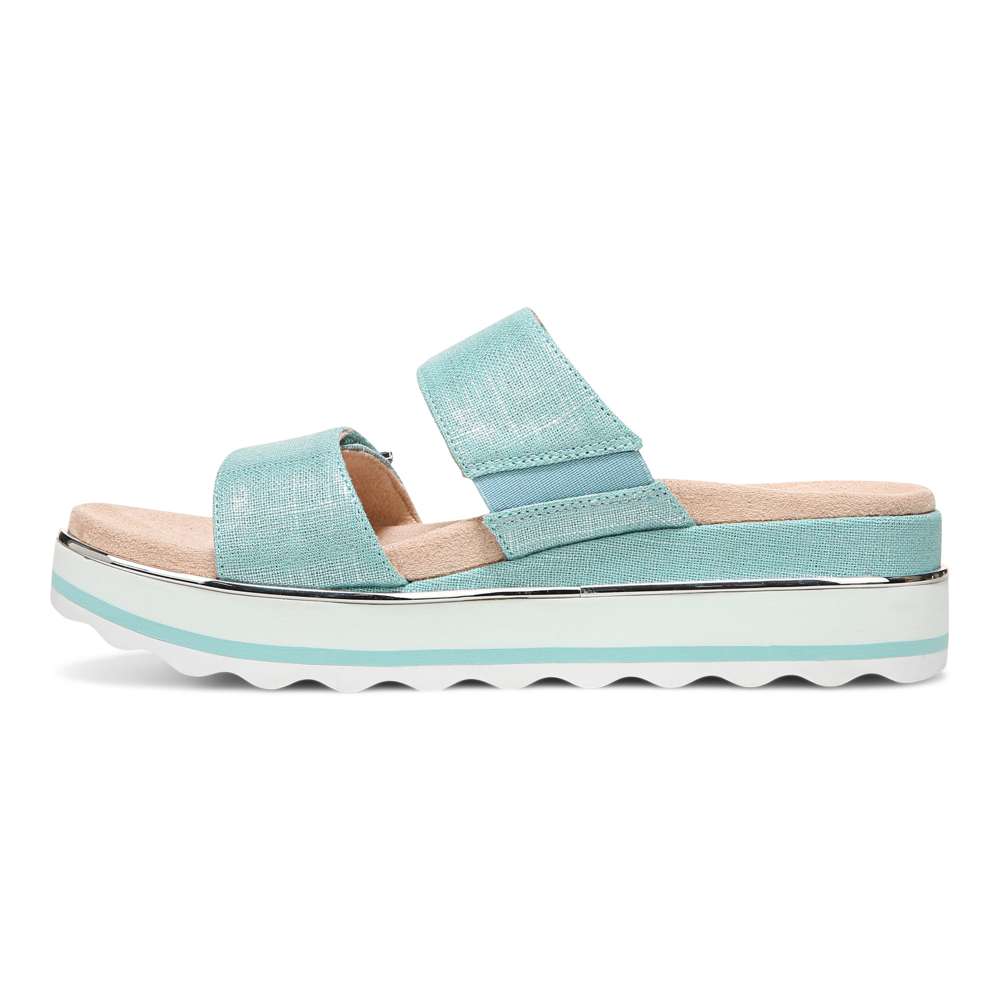 Brandie Flatform Slide - Aqua Metallic
