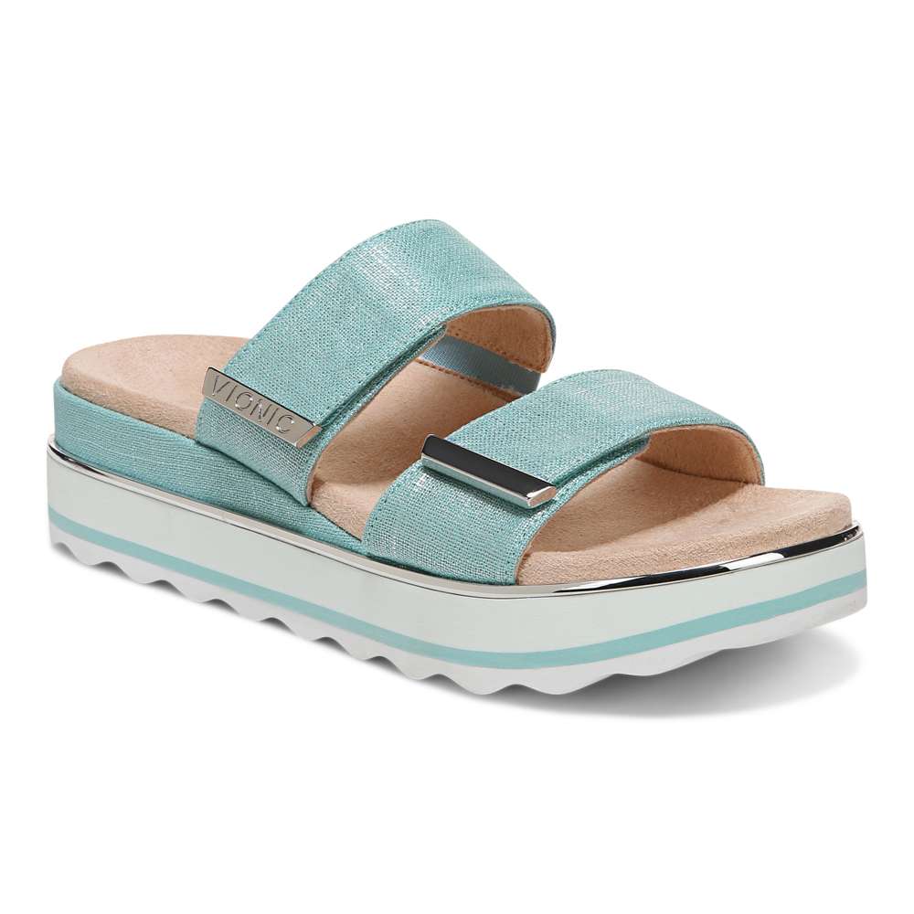 Brandie Flatform Slide - Aqua Metallic