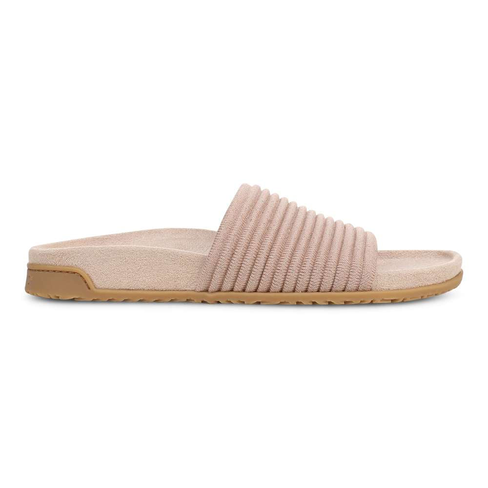 Evie Knit Slide - Tan/Gold