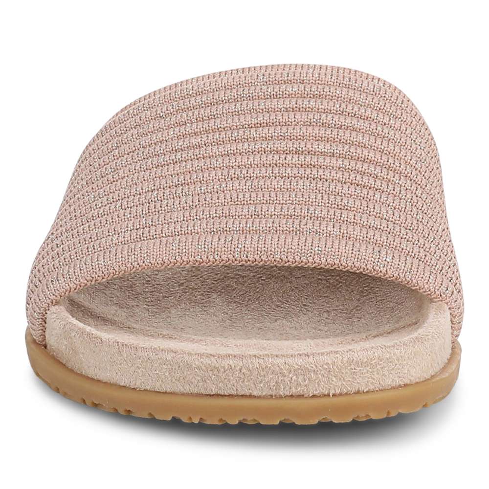 Evie Knit Slide - Tan/Gold