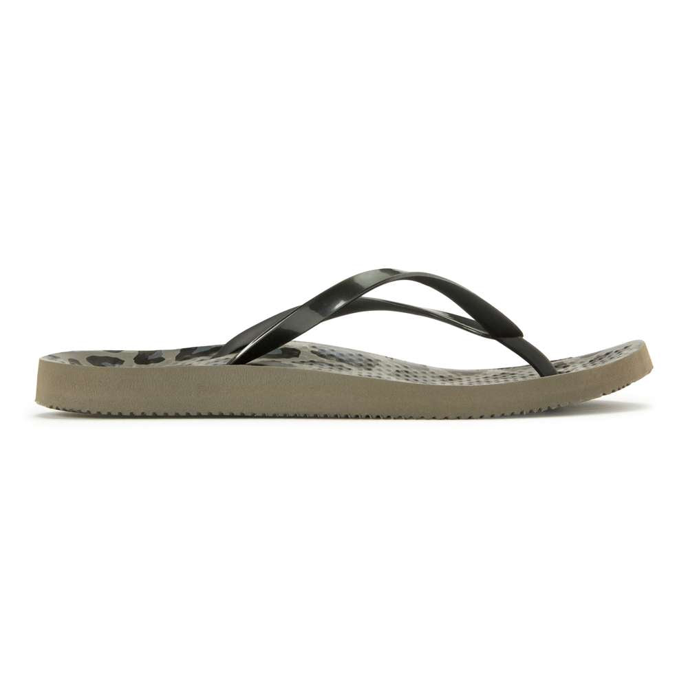 Noosa Print Toe Post Sandal - Leopard Black