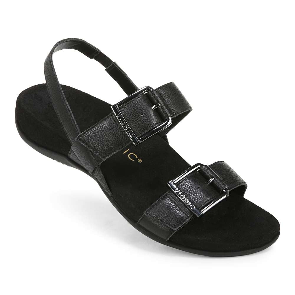Reese Back Strap Sandal - Black Tumbled Leather