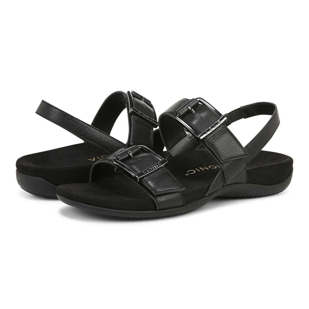 Reese Back Strap Sandal - Black Tumbled Leather