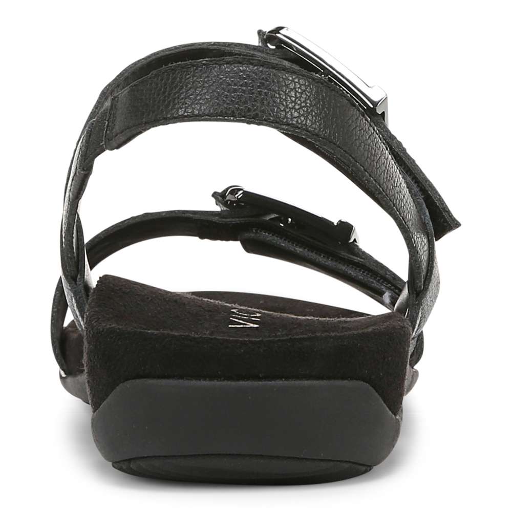 Reese Back Strap Sandal - Black Tumbled Leather