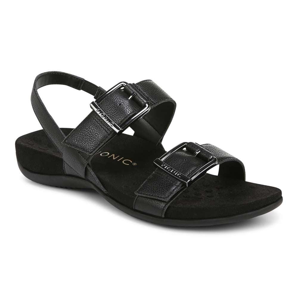 Reese Back Strap Sandal - Black Tumbled Leather