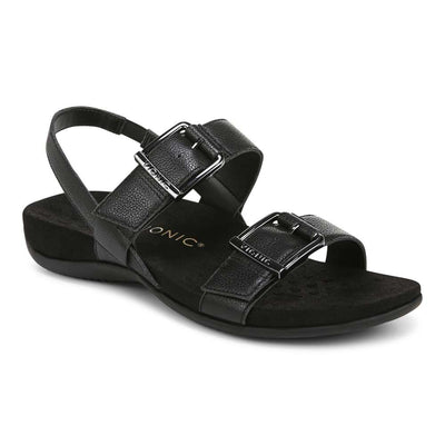 Reese Backstrap Sandal - Black Tumbled Leather
