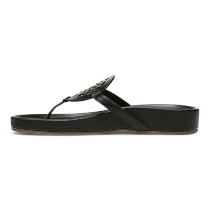 Solari Toe Post Sandal - Black Leather