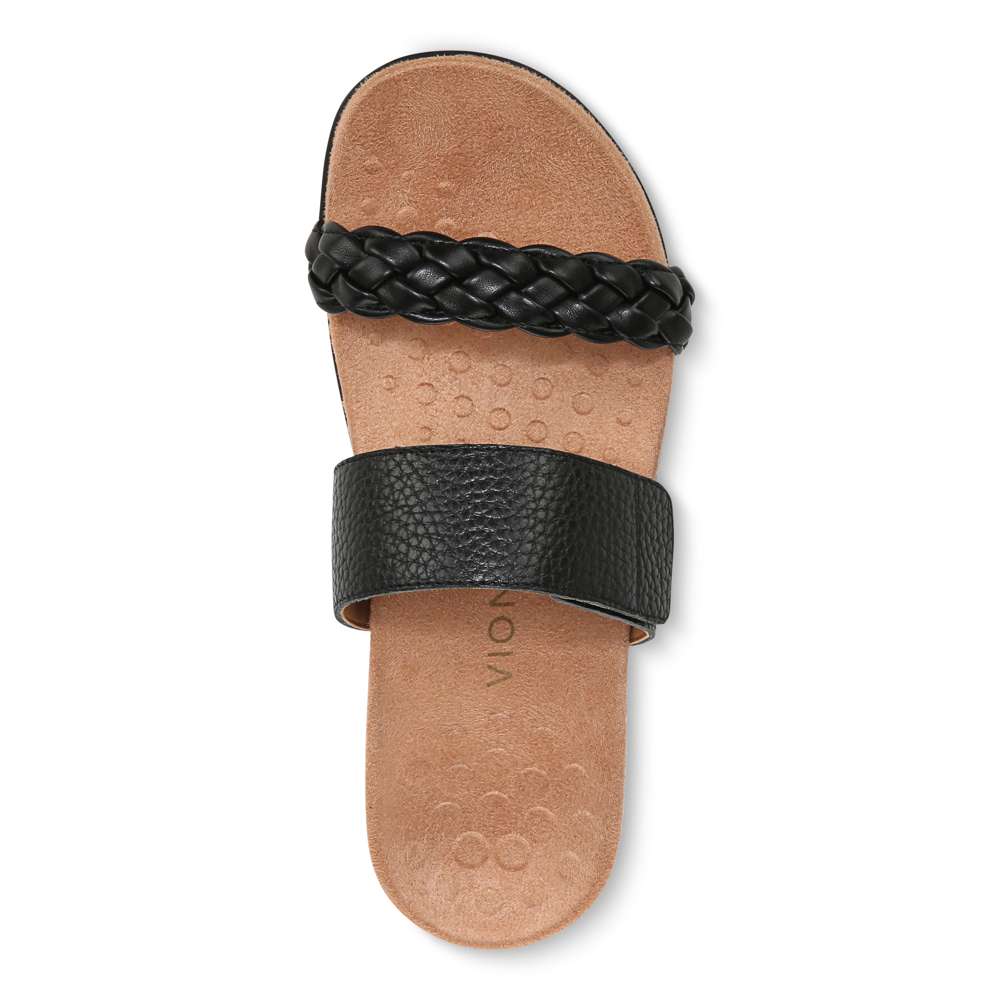 Jeanne Slide - Black Leather