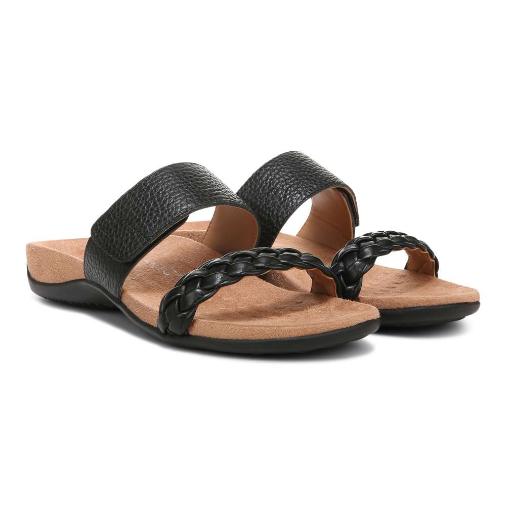 Jeanne Slide - Black Leather
