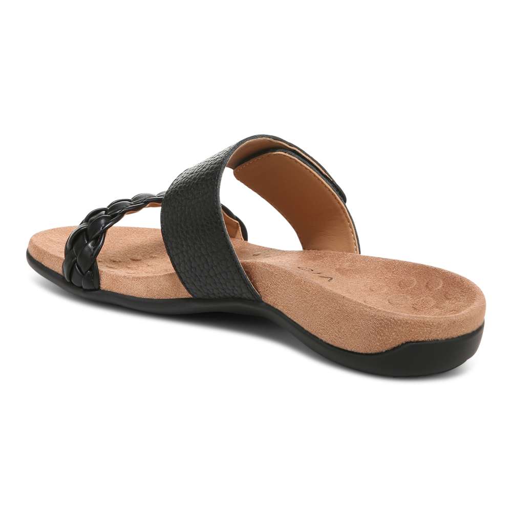 Jeanne Slide - Black Leather